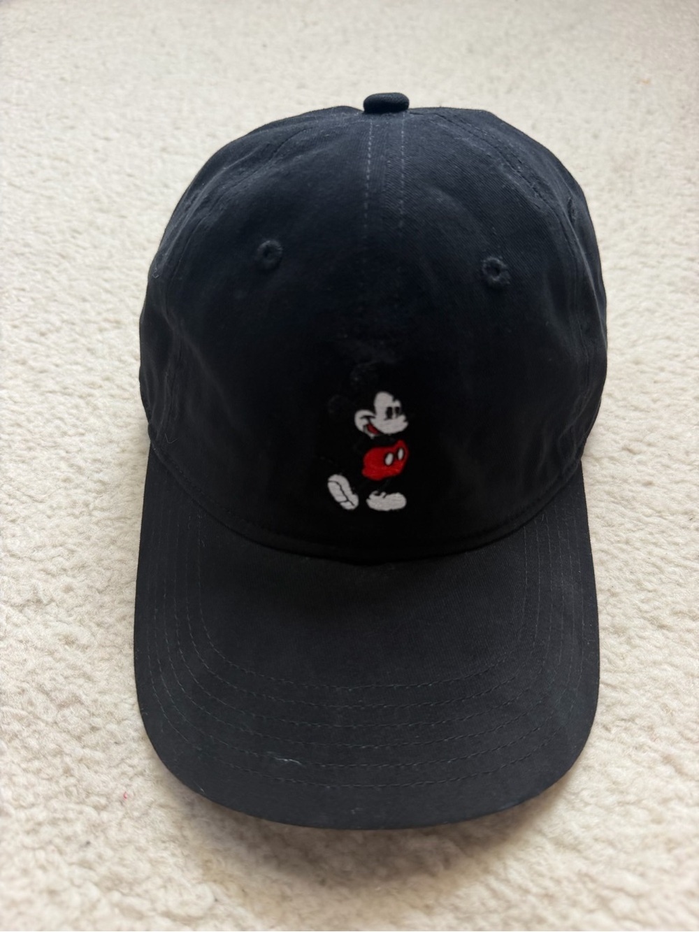 Black Disney Baseball Cap with Mickey Mouse Embroidery Hat World